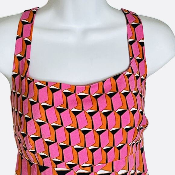 Diane Von Furstenberg x Target DVF Mini Shift Dress Size 8 Pink Modern Geo Print - Picture 4 of 8